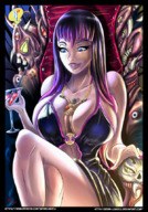 drawing sitting long drinking chained necklace throne necklace_chain wine_glass bryan_lobdell hair between_breasts