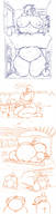 drawing growth giantess nude monochrome large_breasts destruction huge_breasts outgrowing_building dinosaur bbw blooberboy between_breasts