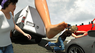 giantess nude bridge barefoot walking vehicles outdoors raised_foot running_away imminent_crush redfiredog digital_render rfd_comics kaylee