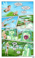 drawing giantess nude vore wings comic color large_breasts long_hair tongue blue_eyes saliva fairy green_hair shrunken_woman shrunken_man forest long_tongue monster_girl tsavo cheek_bulge frog_girl