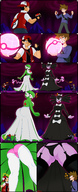 drawing giantess pokemon panties upskirt color butt clothed camel_toe dress gardevoir giantesses pokemon_trainer garter gothitelle dynamax shadman blue_(pokemon)