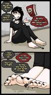 drawing giantess black_hair color toes barefoot soles shrunken_people painting_nails goth jj-psychotic