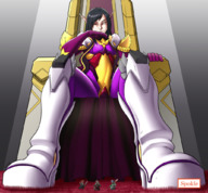 drawing micro black_hair color long_hair low_angle sitting rpg shrunken_people looking_down point_of_view throne spokle