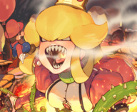 drawing blonde color mario toad fire super_mario video_game vines sharp_teeth steam thorns super_crown lava_piranha glo_s_s