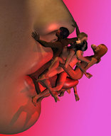 breasts nude vore tongue butt lips shrunken_men carg nose carry digital_render