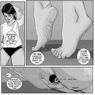 drawing crush feet sweat shrunken_man indoors under_foot guireyart10