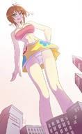 drawing giantess panties city upskirt color blue_eyes brunette looking_down no_background angelgts