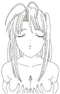 breasts drawing nude monochrome long_hair anime unknown_artist naru_narusegawa lineart shrunken_man between_breasts