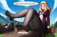 drawing growth giantess pokemon nude feet blonde color bridge destruction toes sitting looking_down lass charlydibu gloria_(pokemon)