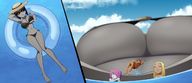 bikini breasts drawing giantess mega alien blonde comic color large_breasts long_hair water purple_hair pink_hair raven teen_titans red_hair starfire short_hair underboob pool sunglasses swimming thighs hat tinies bellybutton dc_comics orange_skin floatie bare_legs grey_skin in_belly_button ravenravenraven bare_midriff terra_(teen_titans) jinx_(teen_titans) pulling_clothing navel_pool