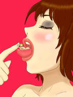 drawing vore blonde color tongue brunette closed_eyes no_background ogrevorasse