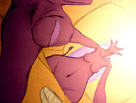 drawing white_hair nude tail long_hair low_angle unknown_artist reaching indoors point_of_view horn pointed_ears coin