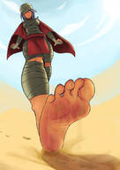 drawing giantess crush feet color toes barefoot soles purple_hair desert karsinan