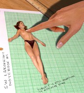 collage long_hair brunette topless lying_down unknown_artist poke shrunken_woman