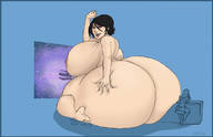 drawing nude black_hair color butt huge_breasts mini_giantess berggie no_background