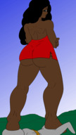 drawing giantess black_hair long_hair barefoot mini_giantess amazon worship trample animation dark_skin skimpy_clothing gaia omegavjl