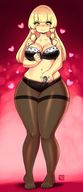 drawing pokemon large_breasts smiling unknown_artist nylons shrunken_man looking_down panty_entrapment thick_thighs no_background lillie_(pokemon)