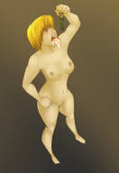 giantess nude vore blonde tongue saliva short_hair unknown_artist imminent_vore no_background