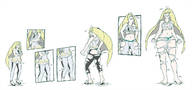 drawing growth giantess pokemon blonde color long_hair sequence unknown_artist ripped_clothing no_background lusamine_(pokemon)