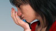gentle black_hair handheld red_hair kissing shrunken_man digital_render galiagan