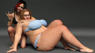 panties black_hair large_breasts barefoot bra glasses brunette bbw shrunken_man looking_at_viewer bracelet no_background black_nails digital_render nose_piercing galiagan