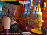blonde large_breasts long_hair cleavage story tinkerbell shrunken_woman ilayhu indoors dialogue candle digital_render hair_bun