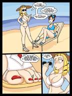 drawing toes barefoot brunette smiling short_hair foot_worship shrunken_woman looking_down flip_flops chun-li dialogue jj-psychotic hair_buns karin_kanzuki