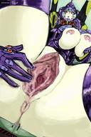 drawing nude pussy armor blue_hair huge_breasts gloves rei_ayanami short_hair neon_genesis_evangelion looking_down legs_spread onioniogre