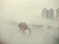 giantess collage city long_hair wet brunette asian outdoors fog kyoujingirls
