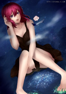 drawing giga city color barefoot purple_eyes red_hair sitting airplane eternal-s giatess