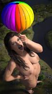 giantess nude vore large_breasts brunette hand open_mouth falling river hot_air_balloon between_fingers trees looking_at_victim digital_render amgipi