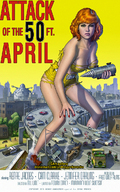 breasts drawing giantess city mega color large_breasts bridge destruction handheld rampage cleavage green_eyes angry brunette red_hair legs parody highway vehicles poster truck straddling road looking_at_viewer new_york_city belt ripped_clothing jumpsuit running_away police_car teenage_mutant_ninja_turtles reporter zipper april_oneil attack_of_the_50_foot_woman bare_legs bare_midriff andreygorkovenko technodrome drill