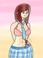 drawing color bra brunette shrunken_man hanging_on no_background feyzer kairi_(kingdom_hearts) sora_(kingdom_hearts)