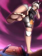 drawing giantess pokemon color clothed barefoot stadium foot_crush gym_leader charlydibu dynamax bea_(pokemon) pokemon_sword_and_shield
