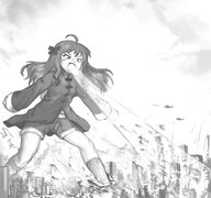 drawing giantess city mega monochrome destruction rampage angry yilx socks shorts