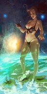 drawing giantess panties giga space color destruction planet handheld barefoot cleavage bra brunette sun looking_down stars resizestuff foot_prints quiet_(metal_gear) metal_gear