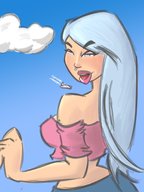 drawing giantess white_hair giga color unknown_artist airplane