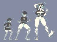 drawing growth panties skirt blue_hair sequence socks gloves short_hair ripped_clothing no_background homer-rier
