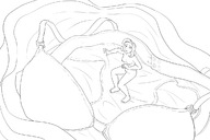 drawing nude monochrome long_hair shrinking unknown_artist shrunken_woman no_background