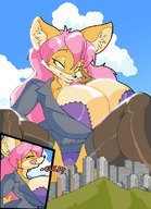drawing panties vore furry rabid city color clothed cleavage huge_breasts pink_hair fox_girl