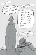 drawing nude monochrome giant male penis sitting shrunken_woman precum dialogue on_penis no_background flushed sihagen