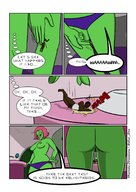 drawing giantess panties alien comic penis topless pink_hair short_hair looking_down indoors undressing dialogue panels green_skin antennae alternate_dimensions