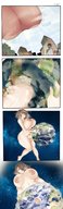 drawing giantess earth giga comic long_hair futanari destruction sex huge_breasts brunette looking_down panels flushed a-i-k_art