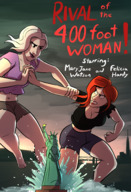 breasts drawing giantess white_hair city mega color large_breasts long_hair bridge barefoot rampage cleavage ocean angry red_hair shorts parody fighting skyscraper giantesses poster freckles top new_york_city statue_of_liberty ripped_clothing attack_of_the_50_foot_woman purple_lipstick mary_jane black_cat bare_legs spider-man marvel_comics bare_midriff caiman2 earth_20052 felicia_hardy