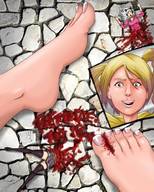 drawing toes barefoot blood smiling gore shrunken_woman licking_lips cutaway swgtsdrawing