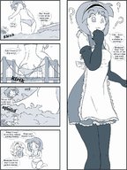 drawing giantess nude comic long_hair destruction barefoot short_hair walking looking_down jirokatsu dialogue panels