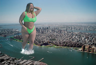giantess collage city mega blonde long_hair swimsuit water buildings bbw laughing boats outdoors savana_sievers