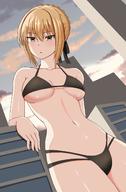 bikini drawing giantess city blonde saber short_hair looking_down outdoors fate/stay_night fate_(series) hsync