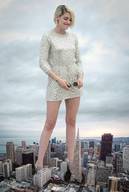 breasts giantess collage city mega blonde clothed high_heels smiling short_hair looking_down sunglasses outdoors san_francisco transamerica_pyramid