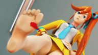 giantess crush panties upskirt long_hair toes barefoot ribbon blood low_angle red_hair tie looking_down ace_attorney digital_render athena_cykes bantoras